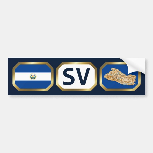 El Salvador Flag Map Code Bumper Sticker (Front)