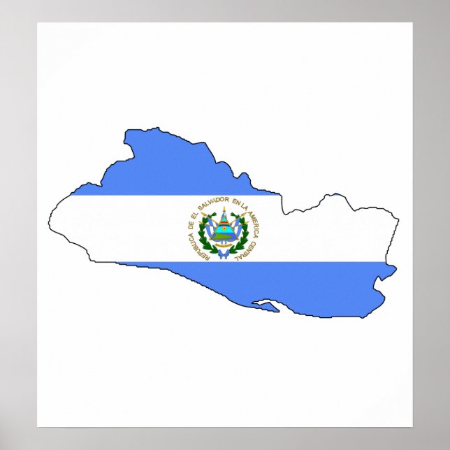 El Salvador Flag Map full size Poster (Front)