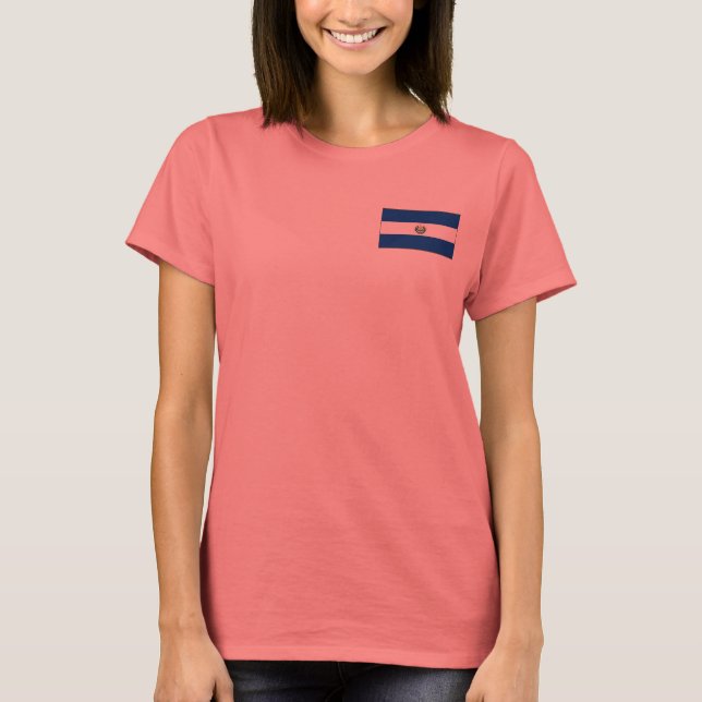 El Salvador Flag + Map T-Shirt (Front)