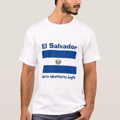 El Salvador Flag  Map  Text T_Shirt