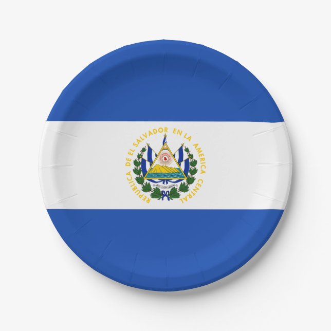 El Salvador Flag Paper Plates (Front)