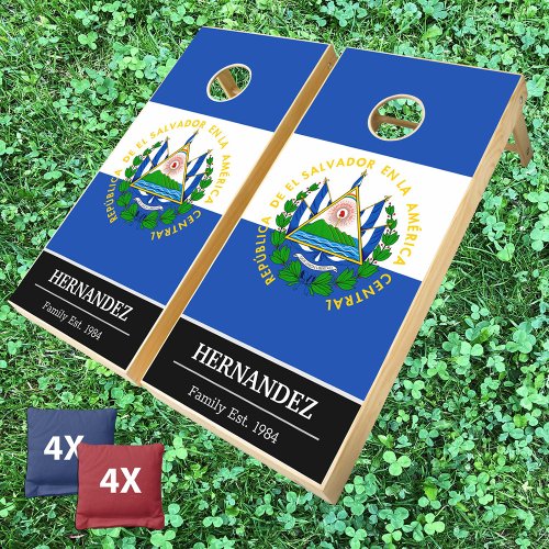 El Salvador Flag personalized  Family fun Cornhole Set