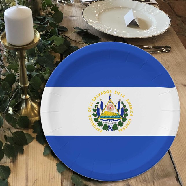 El Salvador Flag plates, party, sport, El Salvador Paper Plates (Creator Uploaded)