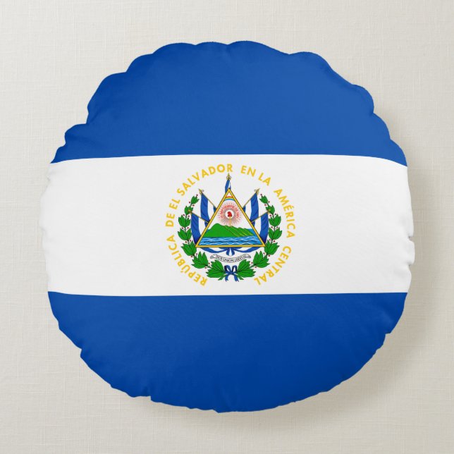 El Salvador Flag Round Pillow (Front)