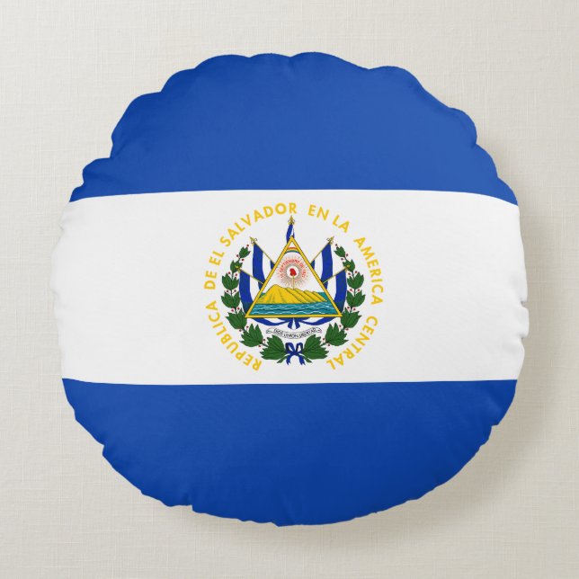 El Salvador Flag Round Pillow (Front)