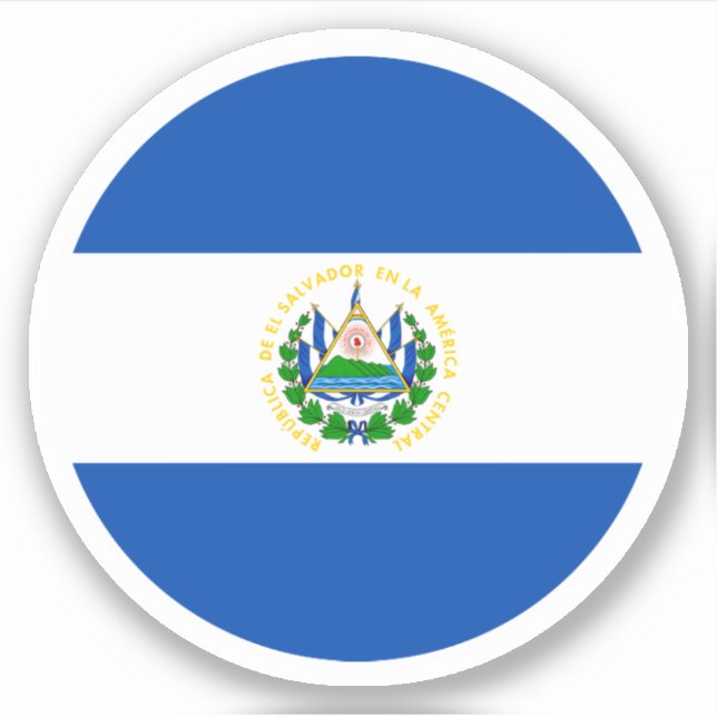El Salvador Flag Round Sticker (Front)