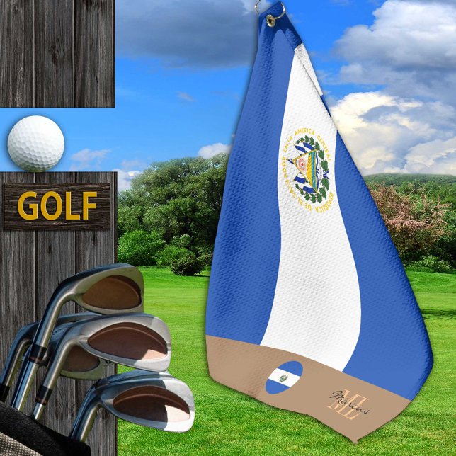 El Salvador flag & Salvador monogrammed Golf Towel (Creator Uploaded)