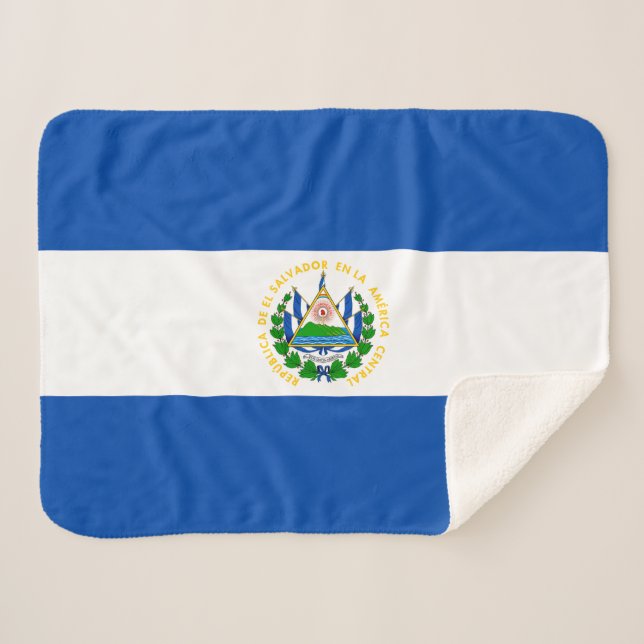El Salvador Flag Sherpa Blanket (Front (Horizontal))