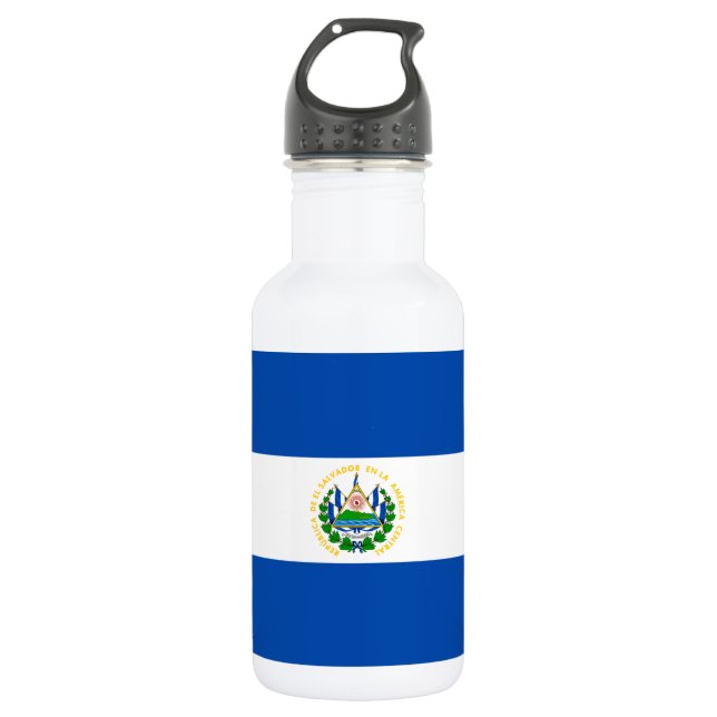 El Salvador Flag Stainless Steel Water Bottle (Front)
