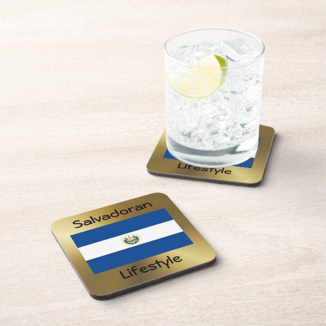 El Salvador Flag+Text Coaster (Right Side)