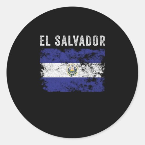 El Salvador Flag Vintage Salvadoran Flag Classic Round Sticker
