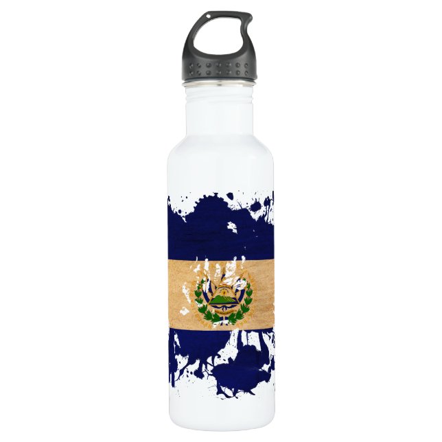El Salvador Flag Water Bottle (Front)