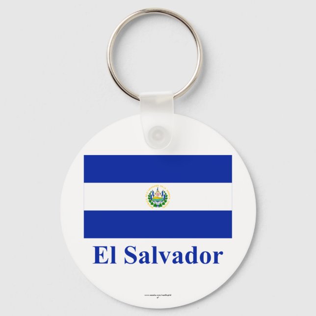 El Salvador Flag with Name Keychain (Front)