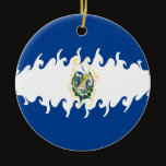 El Salvador Gnarly Flag Ceramic Ornament