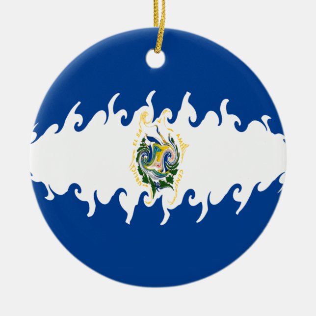 El Salvador Gnarly Flag Ceramic Ornament (Front)