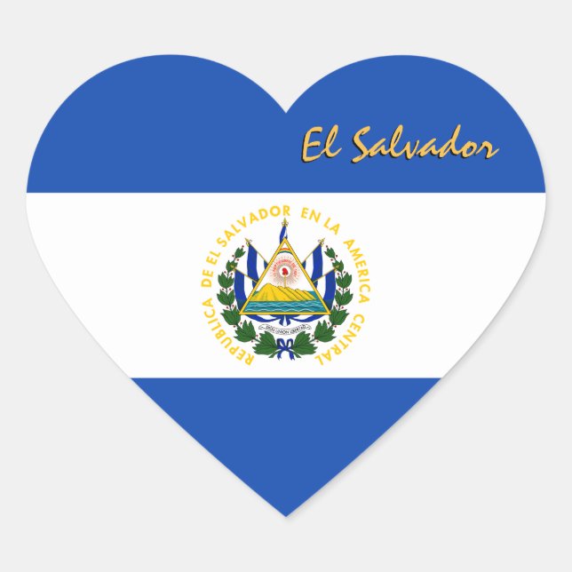 El Salvador Heart Sticker, Patriotic Salvador Flag Heart Sticker (Front)