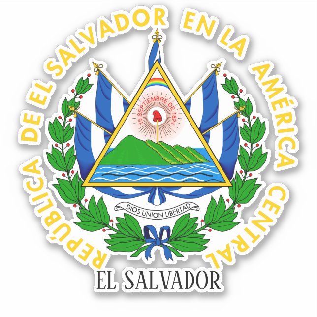 El Salvador National Coat Of Arms Patriotic Sticker (Front)