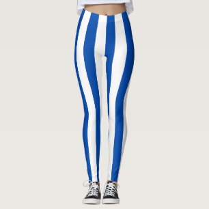 El Salvador National Flag Colors Vertical Striped Leggings