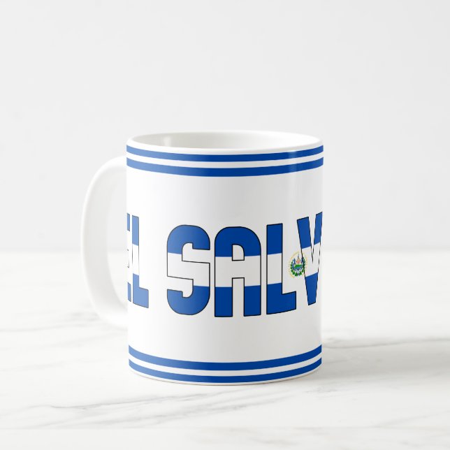 El Salvador National Flag Patriotic Coffee Mug (Front Left)