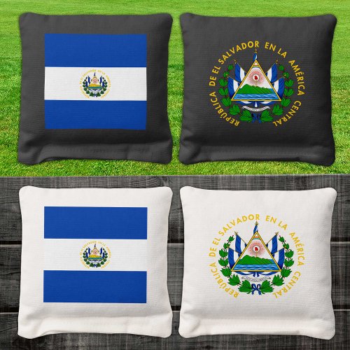 El Salvador patriotic bags El Salvador Flag Cornhole Bags