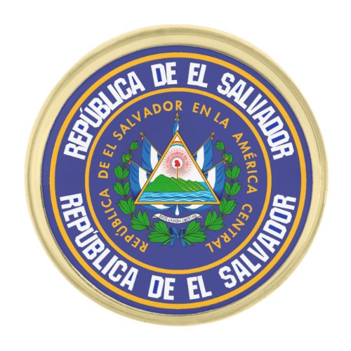 El Salvador Round Emblem Gold Finish Lapel Pin