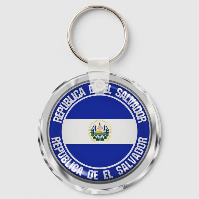 El Salvador Round Emblem Keychain (Front)