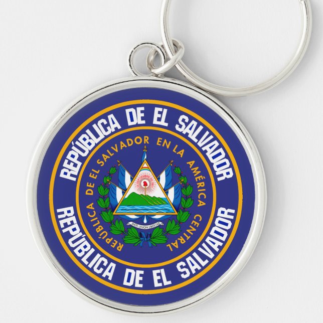 El Salvador Round Emblem Keychain (Front)