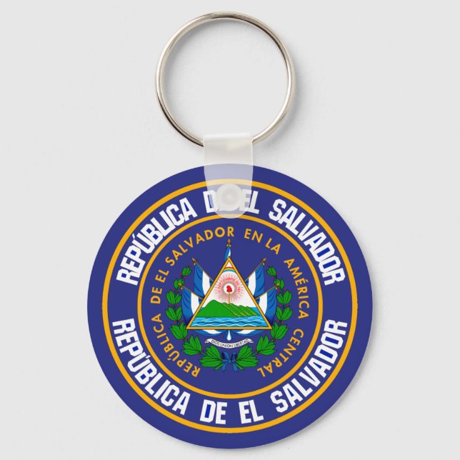 El Salvador Round Emblem Keychain (Front)