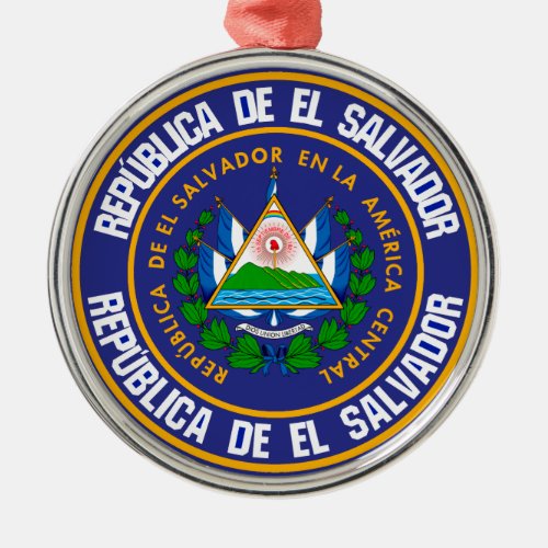 El Salvador Round Emblem Metal Ornament