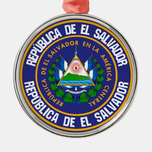 El Salvador Round Emblem Metal Ornament (Front)