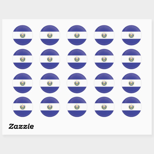 El Salvador  Round Icon Flag Classic Round Sticker (Sheet)