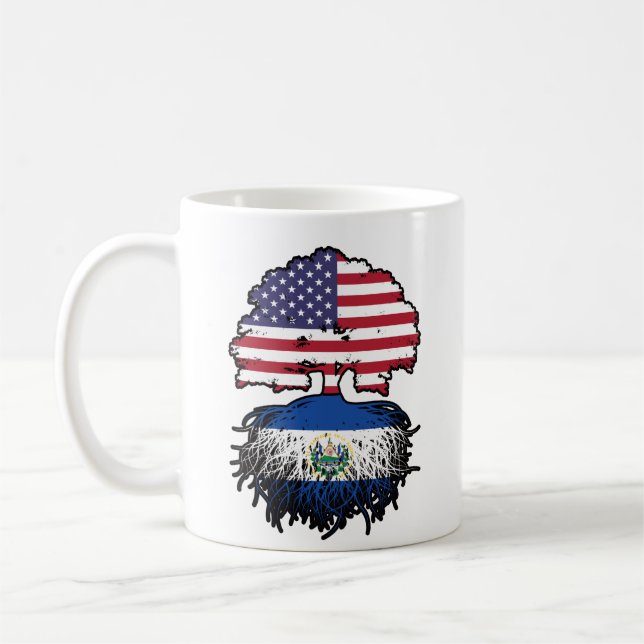El Salvador Salvadoran American USA Tree Roots Coffee Mug (Left)