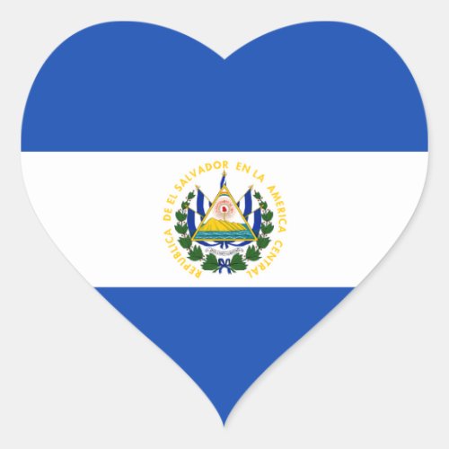 El Salvador  Salvadoran Flag Heart Sticker