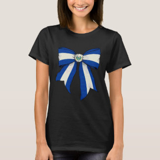 El Salvador Salvadoran Pride Flag Girl Coquette Bo T-Shirt