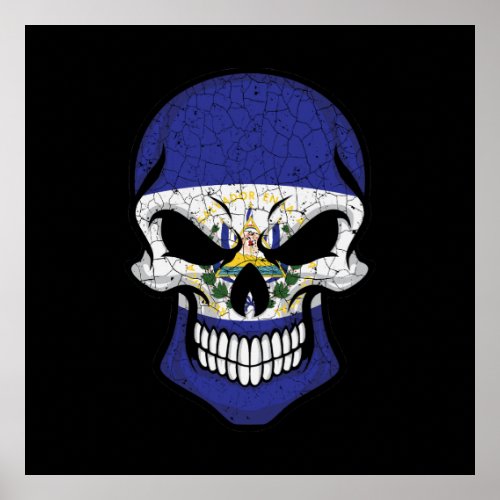 El Salvador Smiling Skull Flag Poster