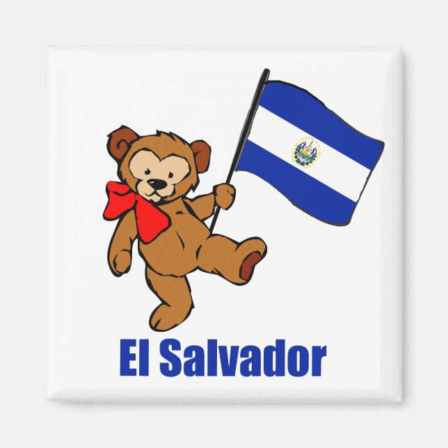 El Salvador Teddy Bear Magnet (Front)