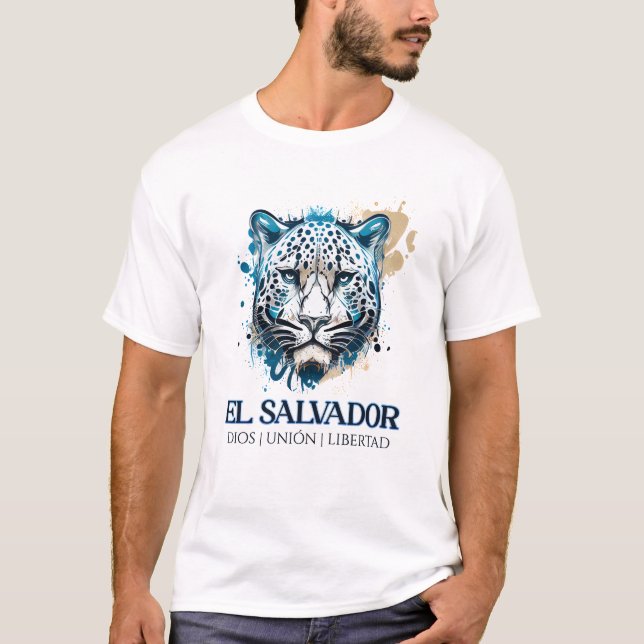El Salvador the Savior Jaguar - Patriotic Wildlife T-Shirt (Front)