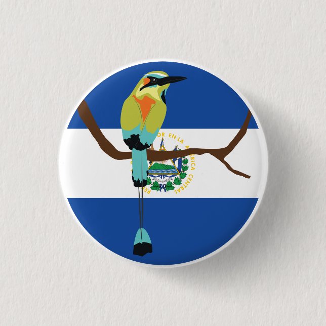 El Salvador Turquoise-browed motmot Torogoz Button (Front)