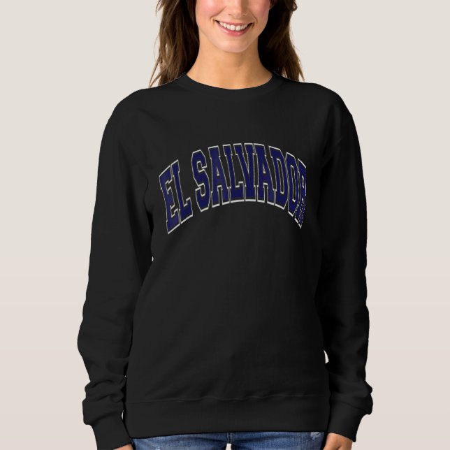 El Salvador Varsity Style Navy Blue Text Sweatshirt (Front)