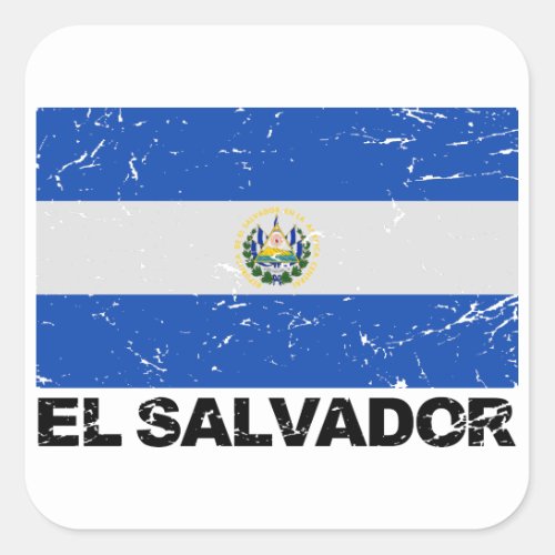 El Salvador Vintage Flag Square Sticker