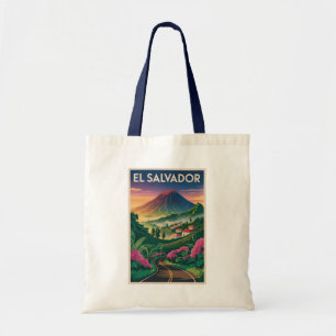 El Salvador Volcano Illustration Travel Art Vintag Tote Bag
