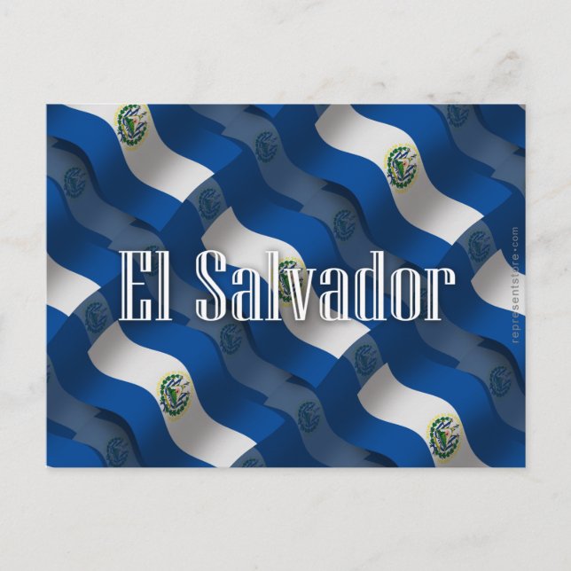 El Salvador Waving Flag Postcard (Front)