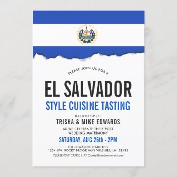 El Salvadorian Cuisine | Party Flag White Invite by HappyPlanetShop at Zazzle
