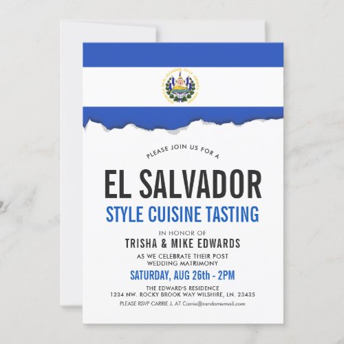 El Salvadorian Cuisine  Party Flag White Invite