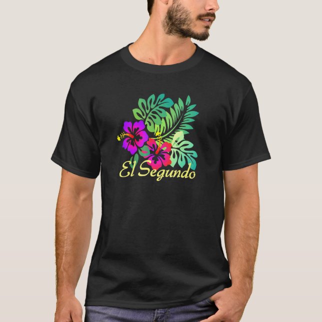 El Segundo Beach Tropical Flower Surf Vacay T-Shirt (Front)