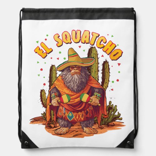 El Squatcho Bigfoot with Maraca Sombrero and Ponc Drawstring Bag