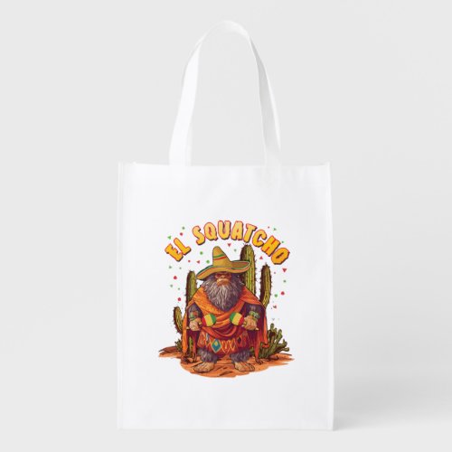 El Squatcho Bigfoot with Maraca Sombrero and Ponc Grocery Bag