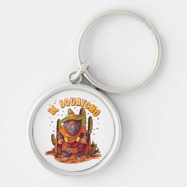 El Squatcho Bigfoot with Maraca, Sombrero and Ponc Keychain (Front)