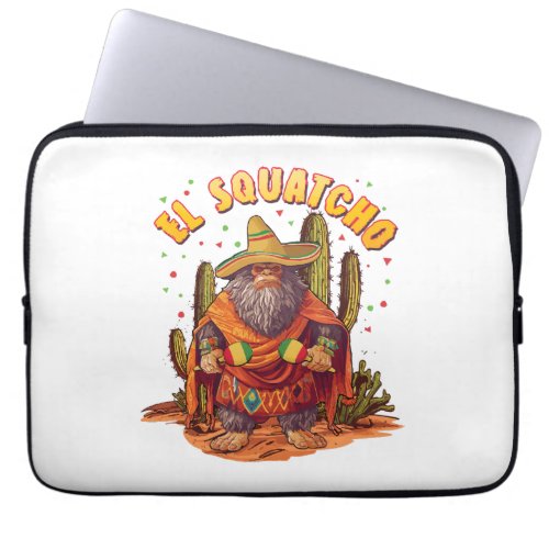 El Squatcho Bigfoot with Maraca Sombrero and Ponc Laptop Sleeve