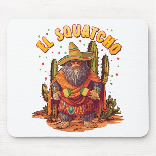 El Squatcho Bigfoot with Maraca Sombrero and Ponc Mouse Pad